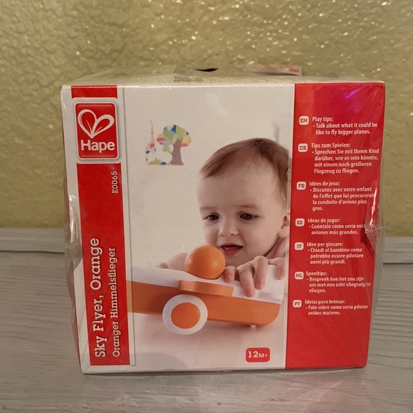 NIB Hape Early Explorer 12m+ Sky Flyer Orange Wooden Airplane ✈️ - Picture 4 of 8